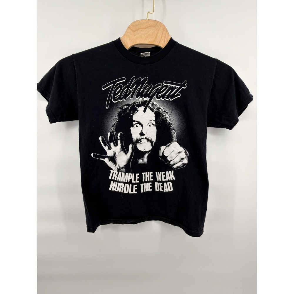 Ted‎ Nugent Shirt Mens Medium Black Trample The Weak Tour 2010 Concert Rock Band